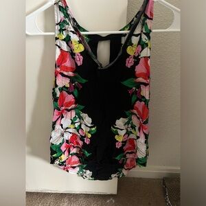 Black and Floral Patterned Tank Top